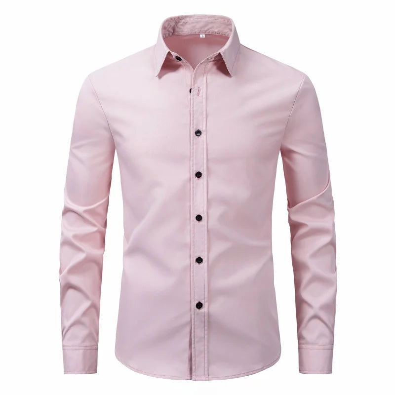 2024 New Long sleeved Solid Four Seasons Casual Shirt for Men's Foreign Trade