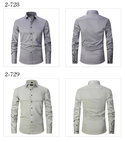 New High Quality 6XL Large Autumn/Winter Social Men's Shirt Long Sleeve Fashion No Iron Business Casual Pure White