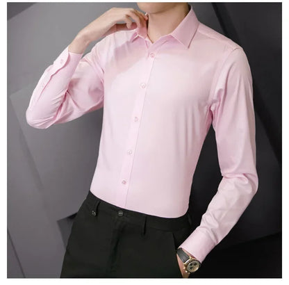 2024 New Plus Size 7XL 8XL Men White Business Shirt Fashion Dress Party Classic Basic Slim Long Sleeve Shirt Brand Clothes