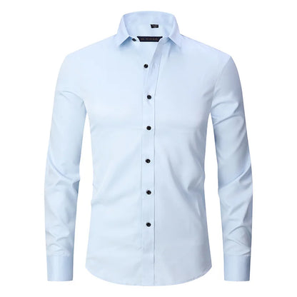 New High Quality 6XL Large Autumn/Winter Social Men's Shirt Long Sleeve Fashion No Iron Business Casual Pure White