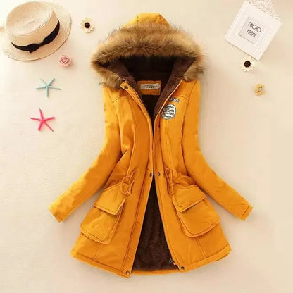 2024 New Autumn Winter Women Cotton Jacket Padded Casual Slim Coat Emboridery Hooded Parkas Wadded Warm Overcoat