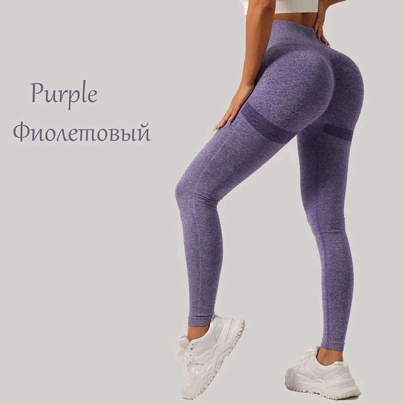 Seamless Leggings Fitness Women Sport High Waist Elastic Solid Yoga Pants Gym Jogging Tummy Control Running Tights Female