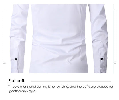 New High Quality 6XL Large Autumn/Winter Social Men's Shirt Long Sleeve Fashion No Iron Business Casual Pure White