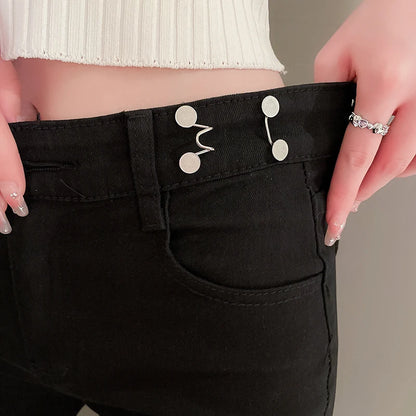 2pcs Skirt Pants Tighten Waist Brooches Jeans Adjustable Waist Clip Button Pearl Women's Brooch Set DIY Clothing Accessories