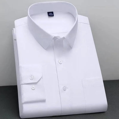 BAMBOOPLE New Fashion Non-iron Shirt Anti-wrinkle Classic Solid  Business Casual Soft Wear Long Sleeve Shirts for Men AEchoice