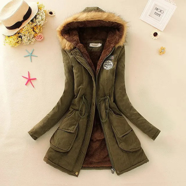 2024 New Autumn Winter Women Cotton Jacket Padded Casual Slim Coat Emboridery Hooded Parkas Wadded Warm Overcoat