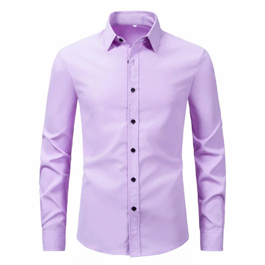 2024 New Long sleeved Solid Four Seasons Casual Shirt for Men's Foreign Trade