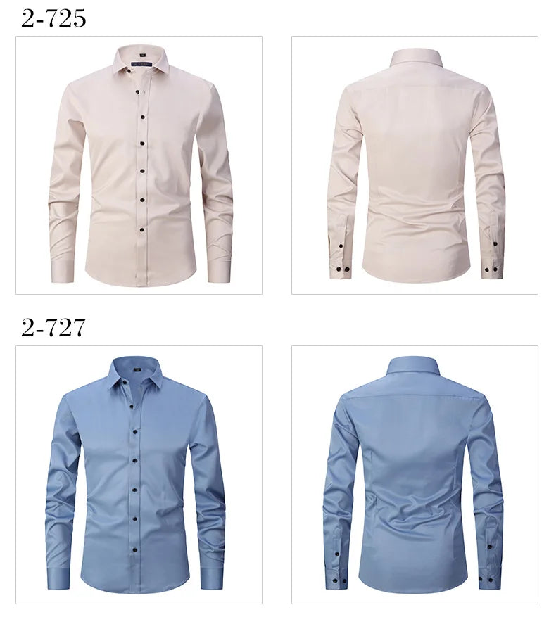 New High Quality 6XL Large Autumn/Winter Social Men's Shirt Long Sleeve Fashion No Iron Business Casual Pure White