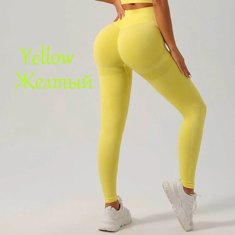 Seamless Leggings Fitness Women Sport High Waist Elastic Solid Yoga Pants Gym Jogging Tummy Control Running Tights Female